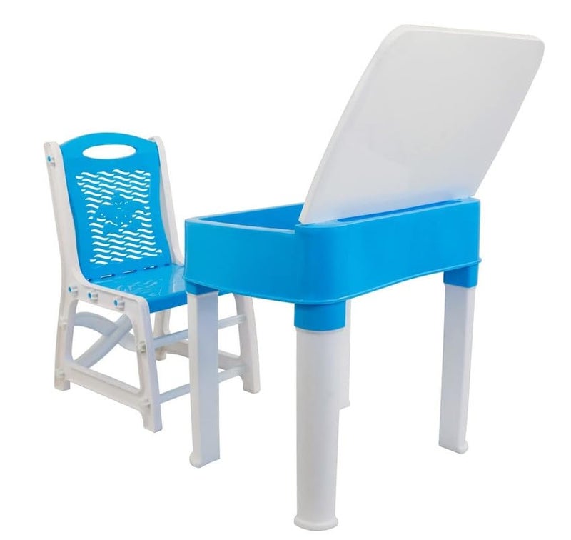 DS ENTERPRISE Kids Study Table Functional Desk Chair Set Children Study Table Chair Set with Storage Box Space for Pencils Stationery Study Table for Reading Writing Learning Boys Girls 315yrs Blue White - Image 1