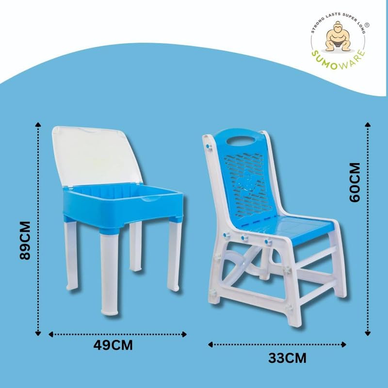 DS ENTERPRISE Kids Study Table Functional Desk Chair Set Children Study Table Chair Set with Storage Box Space for Pencils Stationery Study Table for Reading Writing Learning Boys Girls 315yrs Blue White - Image 4
