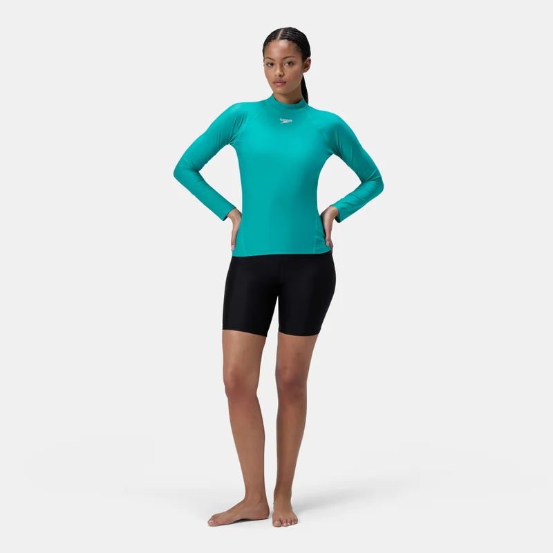 speedo Green Women's Essential Full-Zip Swimming Rashguard for Women | Best Price UAE