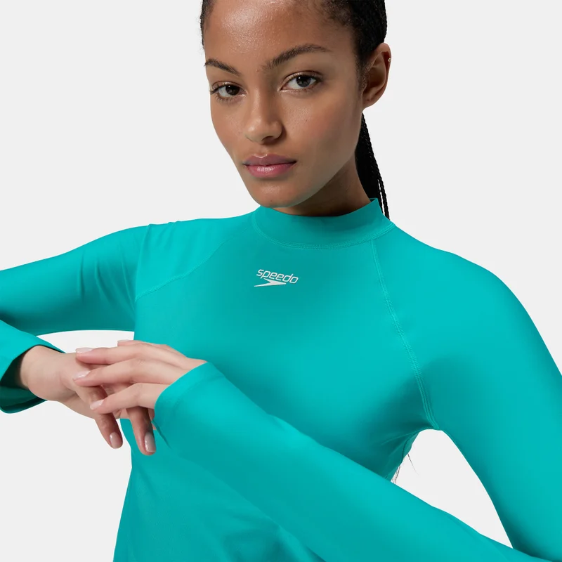 speedo Green Women's Essential Full-Zip Swimming Rashguard for Women | Best Price UAE