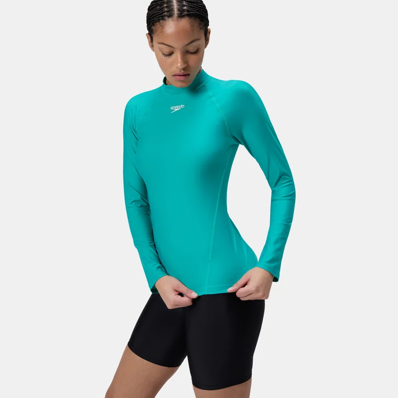 speedo Green Women's Essential Full-Zip Swimming Rashguard for Women | Best Price UAE