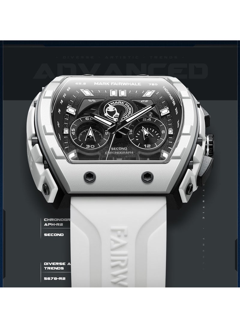 Mark Fairwhale Watches for Men Watch Quartz Luxury Water Resistant Resin Strap Watch 5670WTBK - Image 3