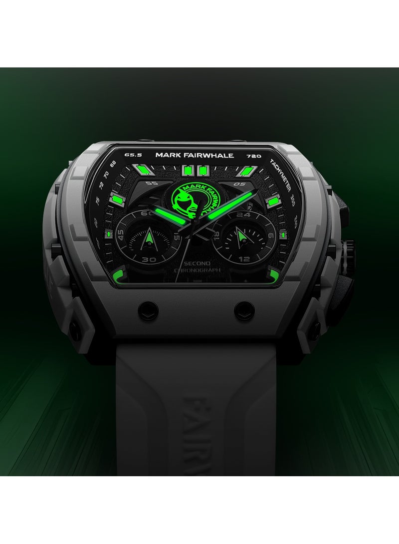 Mark Fairwhale Watches for Men Watch Quartz Luxury Water Resistant Resin Strap Watch 5670WTBK - Image 5