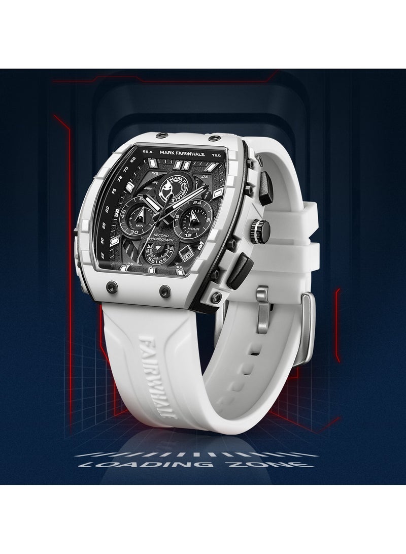 Mark Fairwhale Watches for Men Watch Quartz Luxury Water Resistant Resin Strap Watch 5670WTBK - Image 2