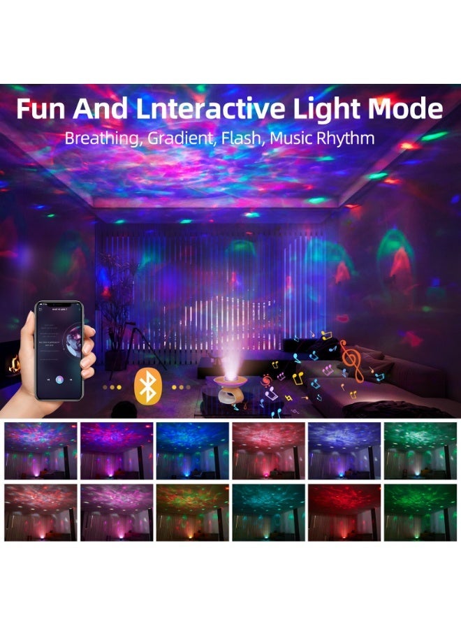 3-in-1 Star Projector Light with 15W Wireless Charger and Bluetooth Speaker, Wood Grain - Image 2