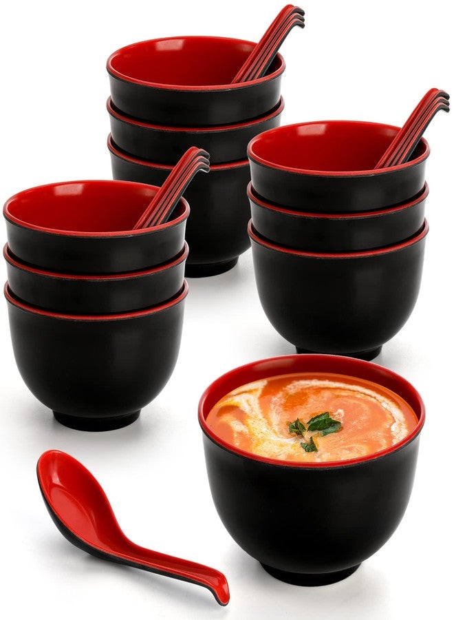 Lyellfe طقم لييلف مكون من 10 أوعية شوربة ميسو مع ملعقة، وعاء أرز وحبوب من الميلامين بجودة المطاعم، 16 أونصة، أدوات مائدة يابانية غير قابلة للكسر مناسبة للرامن ونودلز أودون، آمنة للغسل في غسالة الأطباق - Image 1