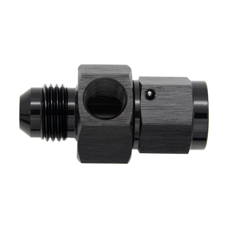 KRD Performance Aluminum -6 an Male to 6AN Female Swivel with 1/8" NPT Gauge Port Pressure Take Off Hose Tube Adaptors Fitting, Black