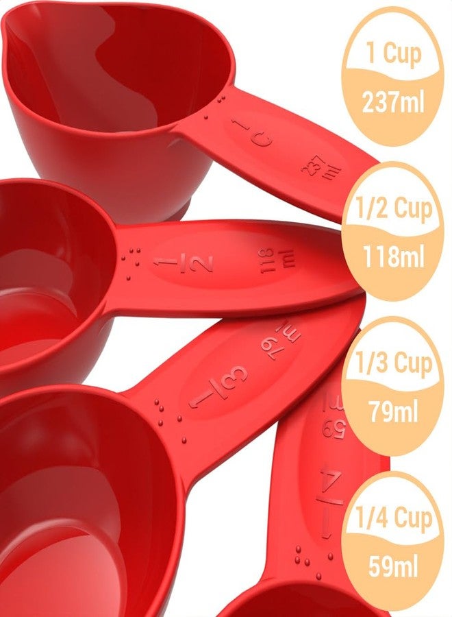 MAUJOY Braille Kitchen Measuring Cups (4-Piece) - Dual-Use for Braille Users & Sighted Individuals | Perfect for Baking, Cooking, Home & Science + Pet Food Measuring - Image 4