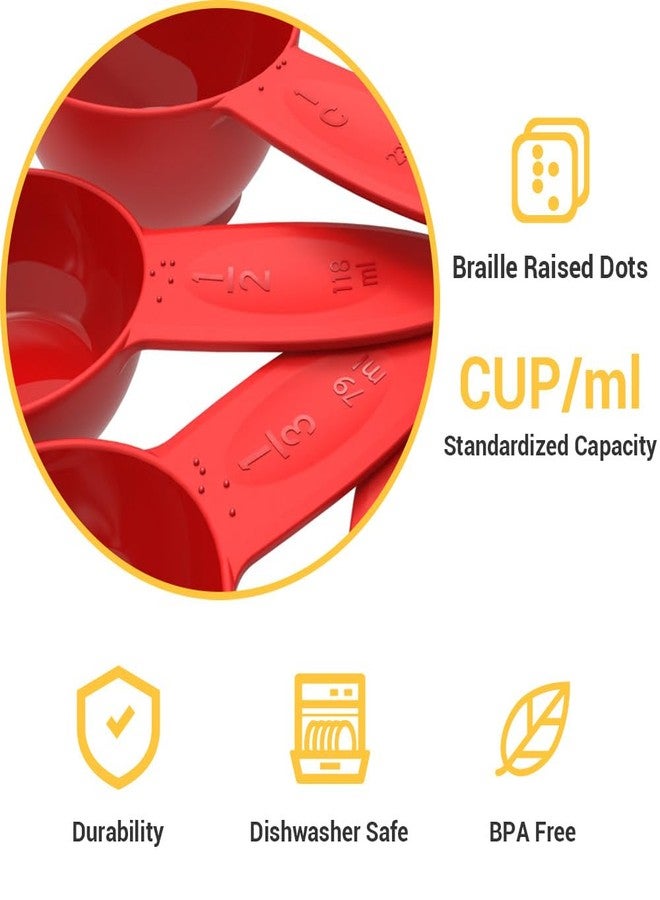 MAUJOY Braille Kitchen Measuring Cups (4-Piece) - Dual-Use for Braille Users & Sighted Individuals | Perfect for Baking, Cooking, Home & Science + Pet Food Measuring - Image 5