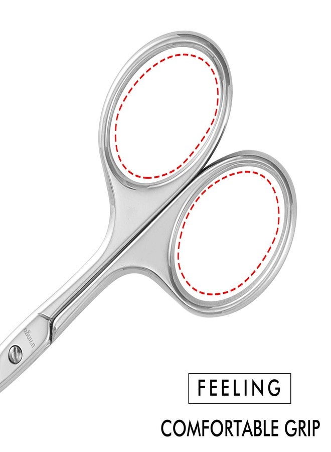 LIVINGO 3.75" Rounded Curved Nose Hair Scissors, Premium Stainless Steel Safety Small Blades Use for Manicure Cuticle Trimming Facial Hair, Eyebrow, Dry Skin - Image 5
