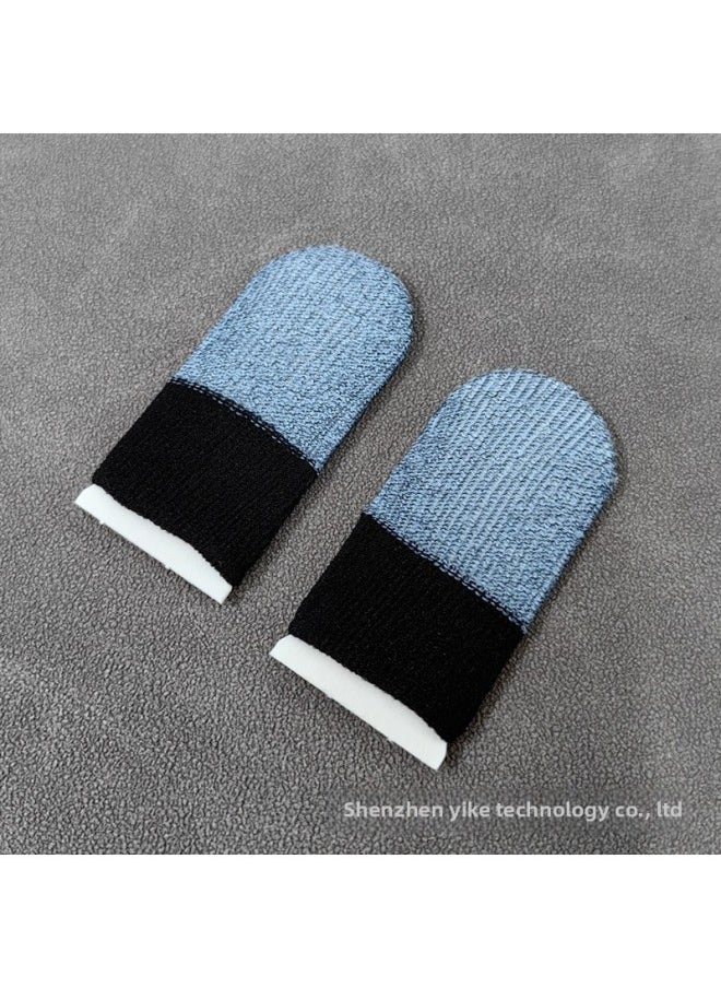 General Running Amount E-sports Finger Set Double Spelling 5 Pair Of Touch Screen Game Finger Set Eating Chicken Hand Swim Finger Set Walking Artifact Gifts-Product Color:【Double Black + Light Blue】 5 Pairs  - Image 1