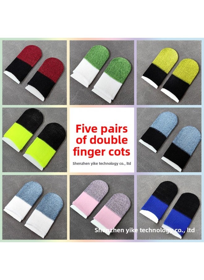 General Running Amount E-sports Finger Set Double Spelling 5 Pair Of Touch Screen Game Finger Set Eating Chicken Hand Swim Finger Set Walking Artifact Gifts-Product Color:【Double Black + Light Blue】 5 Pairs  - Image 2