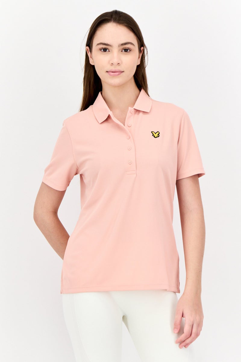 Lyle & Scott Women Regular Fit Brand Logo Short Sleeves Polo, Pink - Image 1