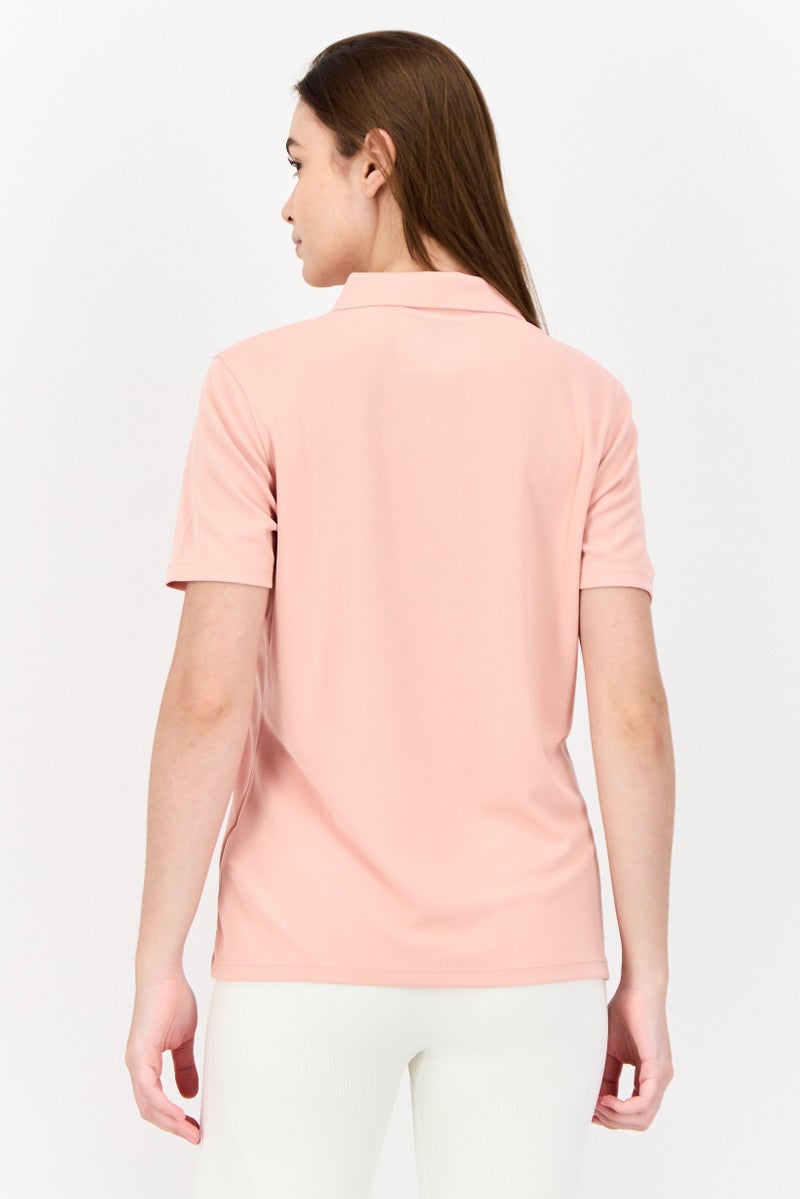 Lyle & Scott Women Regular Fit Brand Logo Short Sleeves Polo, Pink - Image 3