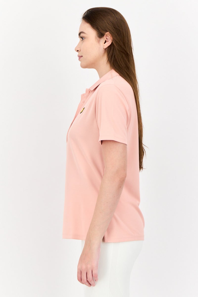 Lyle & Scott Women Regular Fit Brand Logo Short Sleeves Polo, Pink - Image 2