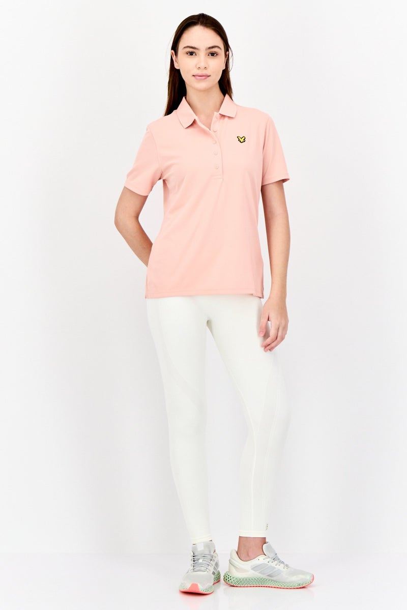 Lyle & Scott Women Regular Fit Brand Logo Short Sleeves Polo, Pink - Image 4