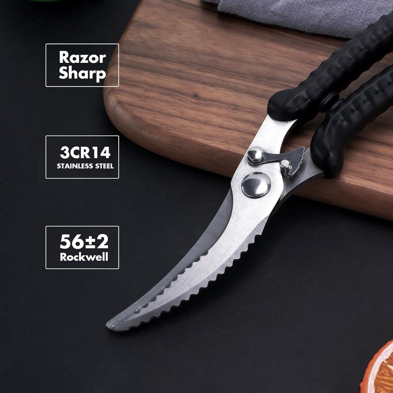 SimCoker Heavy Duty Poultry Shears, Kitchen Scissors for Food with Anti-Slip Handle & Safety Lock, Meat Scissors, Dish Washer Safe Kitchen Shears for Meat Chicken Seafood and Vegetable Cutting - Image 2