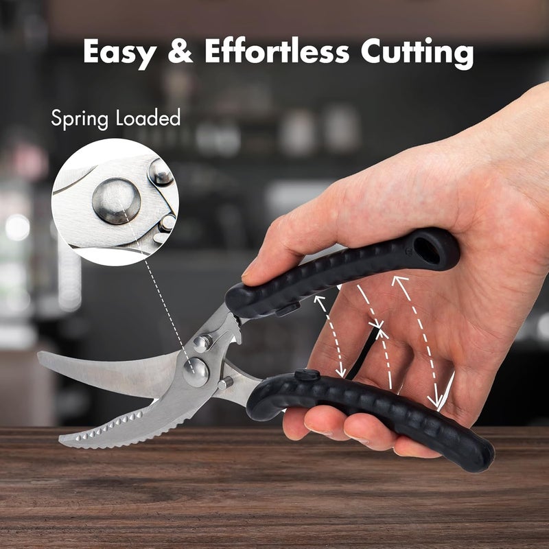 SimCoker Heavy Duty Poultry Shears, Kitchen Scissors for Food with Anti-Slip Handle & Safety Lock, Meat Scissors, Dish Washer Safe Kitchen Shears for Meat Chicken Seafood and Vegetable Cutting - Image 3