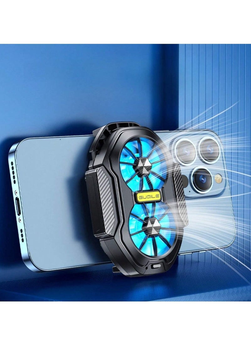 Rechargeable FS01 Air Cooling Mobile Phone Cooler with Dual Fan | Long-Lasting Radiator with 2 Gear Adjustment & Colorful LED Lights  - Image 1