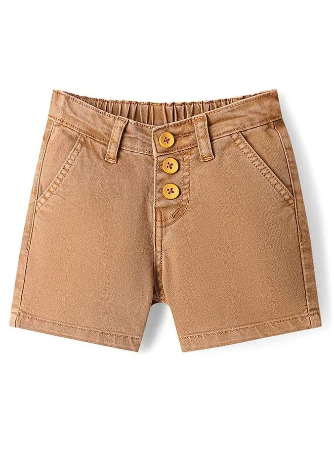 Bonfino Bonfino Woven Knee Length Over Dyed Elasticated Shorts - Light Brown