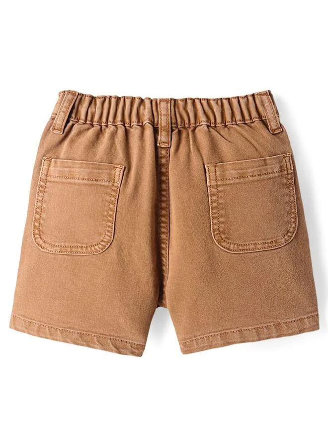Bonfino Bonfino Woven Knee Length Over Dyed Elasticated Shorts - Light Brown