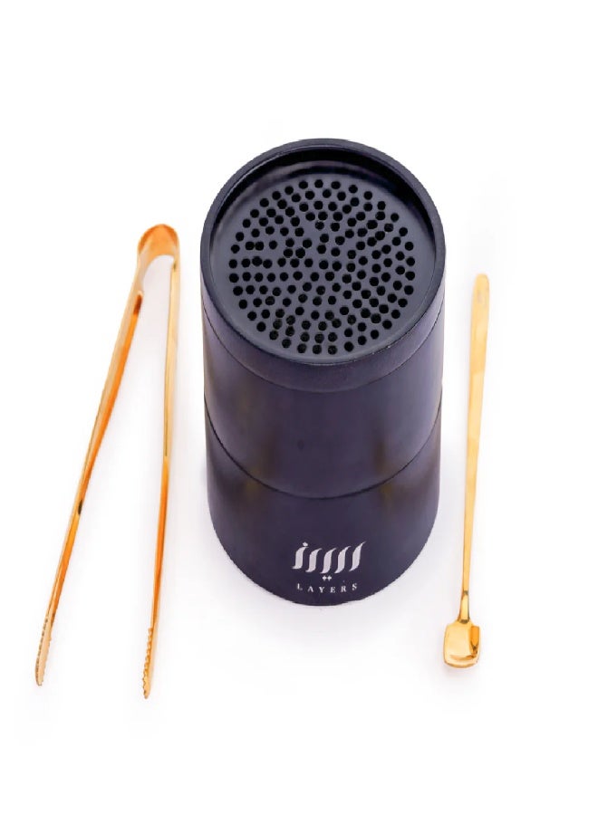Layers Ofra (Beige Travertine) Medium Candle & Incense Burner – Natural Marble with Black Accessory - Image 2