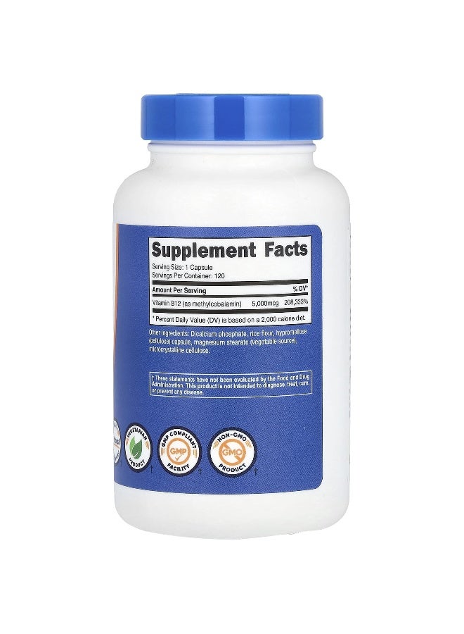 Nutricost نوتريكوست، فيتامين ب12، 5000 ميكروغرام، 120 كبسولة - Image 2