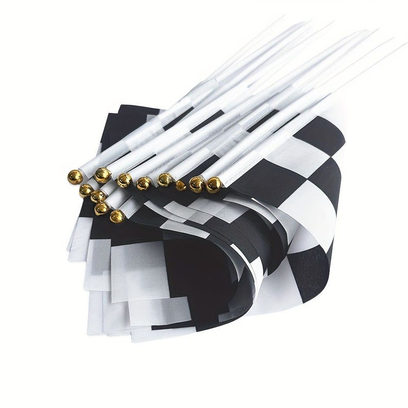 12 Pack Checkered Black White Racing Flags 5x8 Inch Hand Held Miniature - Image 5