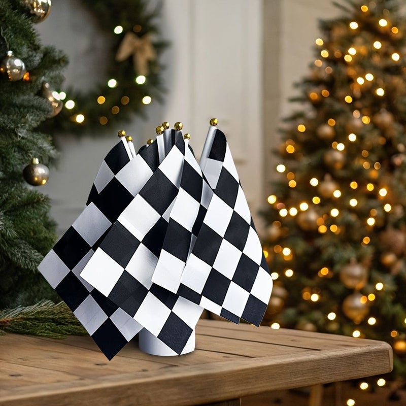 12 Pack Checkered Black White Racing Flags 5x8 Inch Hand Held Miniature - Image 3