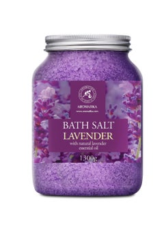 Aromatika Sea Salt Lavender with Natural Lavender Essential Oil 46 Oz - Lavender Bath Salts - Lavanda Salt 1300g - Best for Good Sleep - Stress Relief - Beauty - Relaxing - Bathing - Body Care  - Image 1