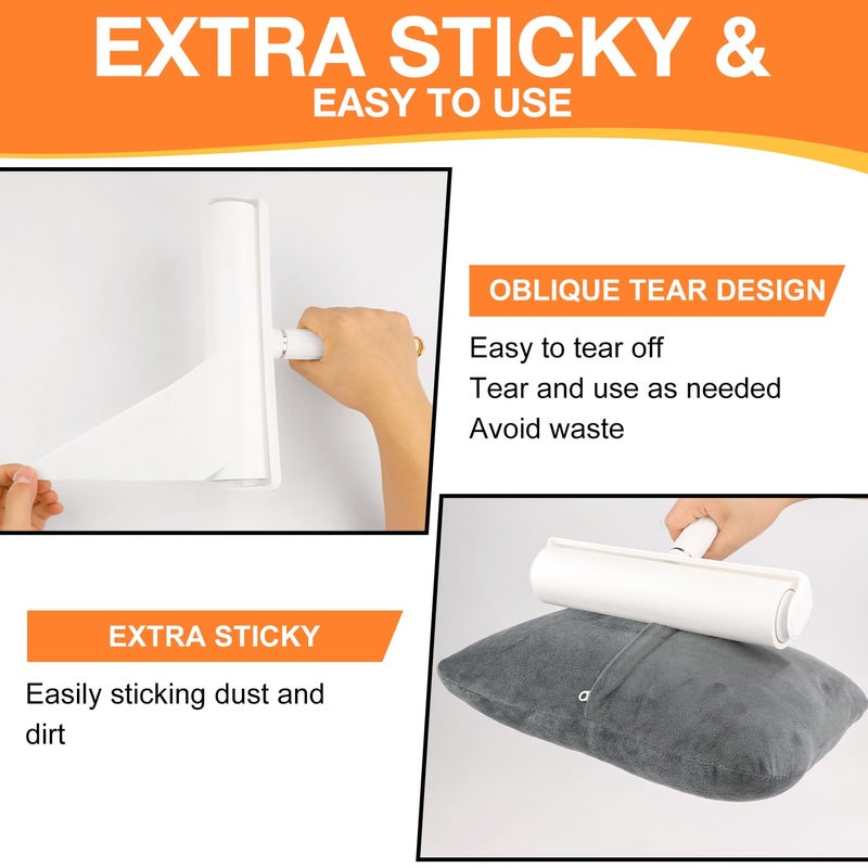LINSIRON Large Lint Roller Pet Hair Remover 540 Adhesive Sheets Rollers 9.45 Extra Sticky Dog Cat Adjustable Handle 7.9-47.6 Inch, 6 Replaceable Rolls 90 Sheets Each, 3 Extension Rods for 4 Heights - Image 2