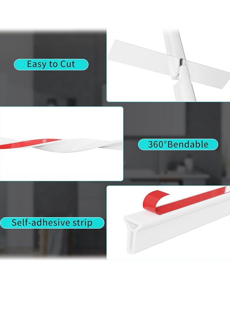 شرائط سيليكون ذاتية اللصق مانعة لتسرب المياه للحمام والمطبخ وغرفة الغسيل والمرحاض - سد سيليكون ناعم ومرن وقابل للطي للفصل الجاف عن الرطب، سهل التنظيف، قابل للقص بنفسك، مع عتبة مانعة للتسرب - Image 5