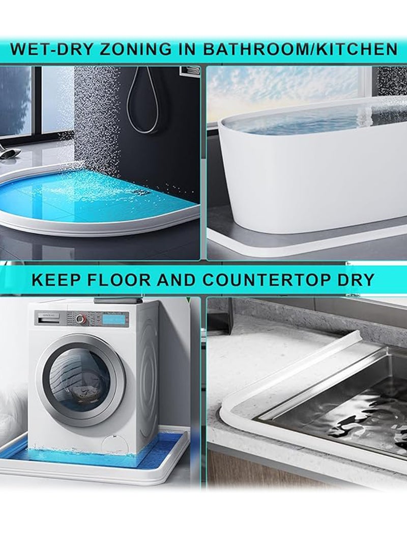 شرائط سيليكون ذاتية اللصق مانعة لتسرب المياه للحمام والمطبخ وغرفة الغسيل والمرحاض - سد سيليكون ناعم ومرن وقابل للطي للفصل الجاف عن الرطب، سهل التنظيف، قابل للقص بنفسك، مع عتبة مانعة للتسرب - Image 4