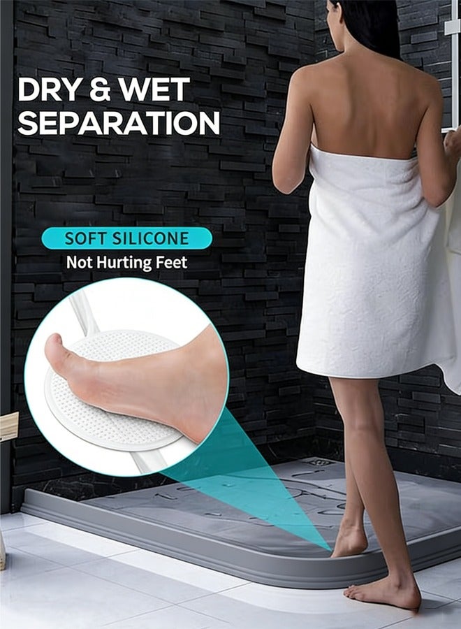 شرائط سيليكون ذاتية اللصق مانعة لتسرب المياه للحمام والمطبخ وغرفة الغسيل والمرحاض - سد سيليكون ناعم ومرن وقابل للطي للفصل الجاف عن الرطب، سهل التنظيف، قابل للقص بنفسك، مع عتبة مانعة للتسرب - Image 3