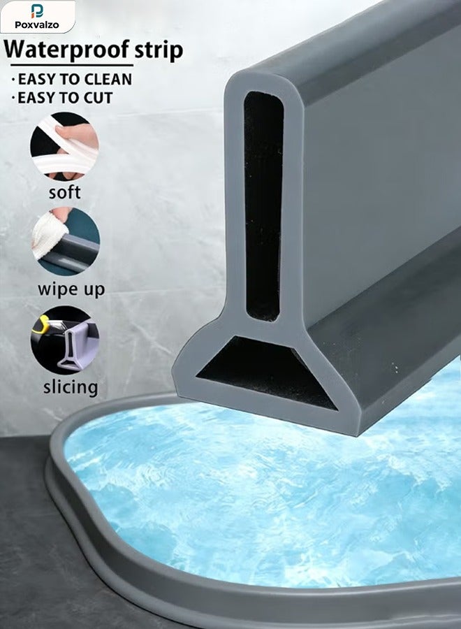 بوكسفالزور شرائط سيليكون ذاتية اللصق مانعة لتسرب المياه للحمام والمطبخ وغرفة الغسيل والمرحاض - سد سيليكون ناعم ومرن وقابل للطي للفصل الجاف عن الرطب، سهل التنظيف، قابل للقص بنفسك، مع عتبة مانعة للتسرب - Image 1