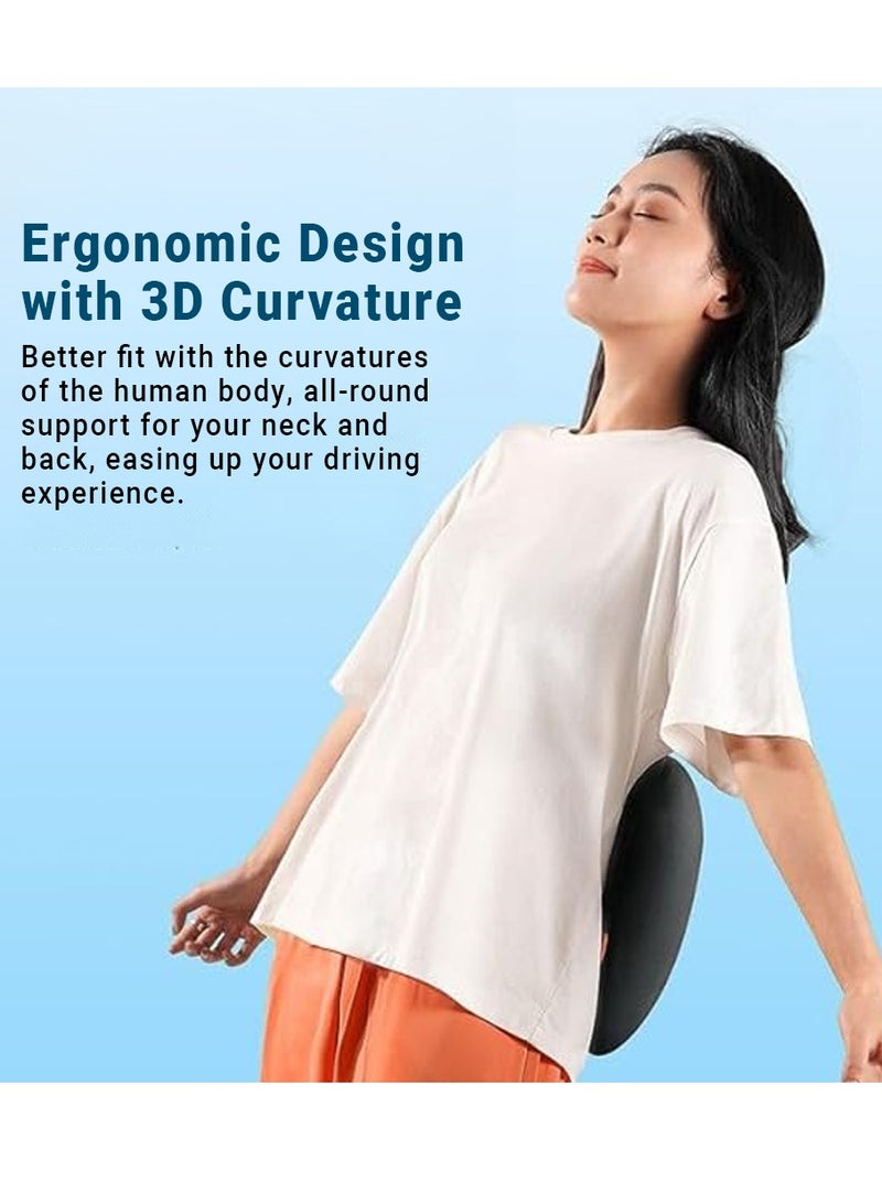 وي وي لابز وسادة قطنية سريعة الجفاف من VYVYLabs Drive Ease Series 3D منحنى مقعد السيارة مسند الظهر وسادة - أسود - Image 3