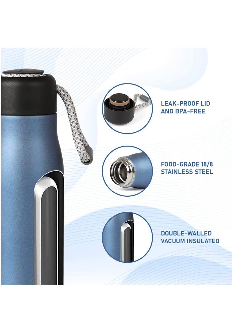 1 Water Bottle, Vacuum Insulated Water Bottle, Double Wall Leak Proof Sports Water Bottle, BPA Free Water Bottle, Insulation For Long-Lasting Refreshment, 550 ML - Image 2
