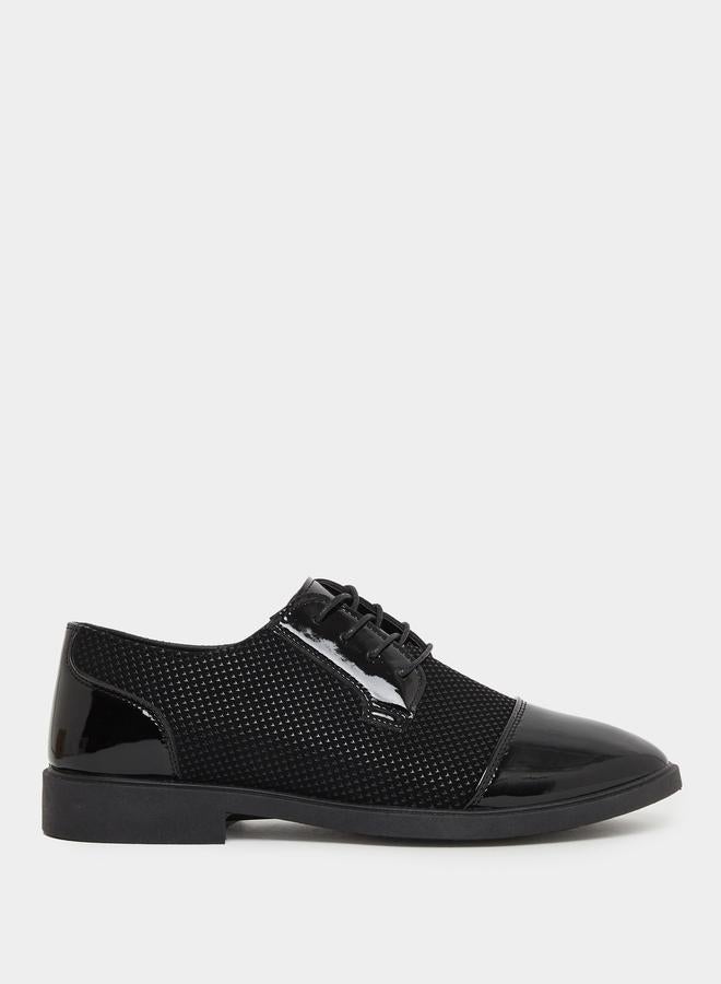 Styli Textured Almond Toe Lace Up Derby Shoes - Image 1