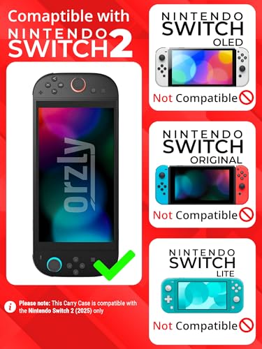 Orzly Case Compatible with Nintendo Switch 2 Protective Travel Carry Case with Screen Padding Game Card microSD Slots Zipped Open Pockets for Accessories 79 Gift Boxed - Image 3