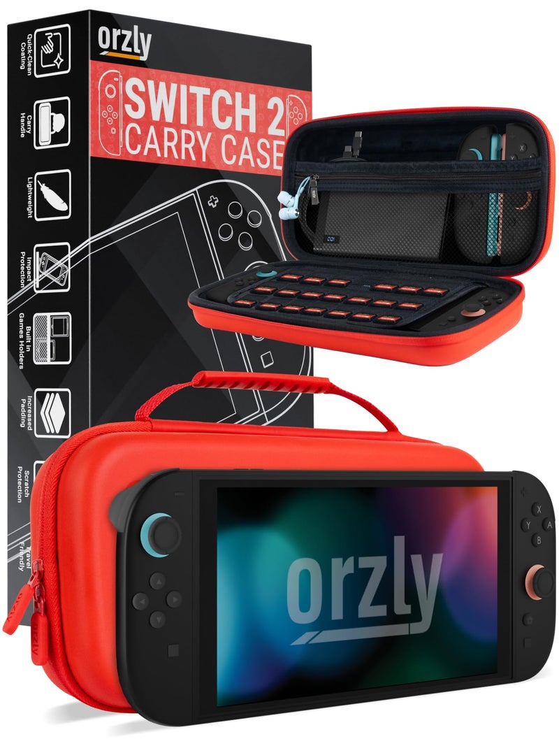Orzly Case Compatible with Nintendo Switch 2 Protective Travel Carry Case with Screen Padding Game Card microSD Slots Zipped Open Pockets for Accessories 79 Gift Boxed - Image 2