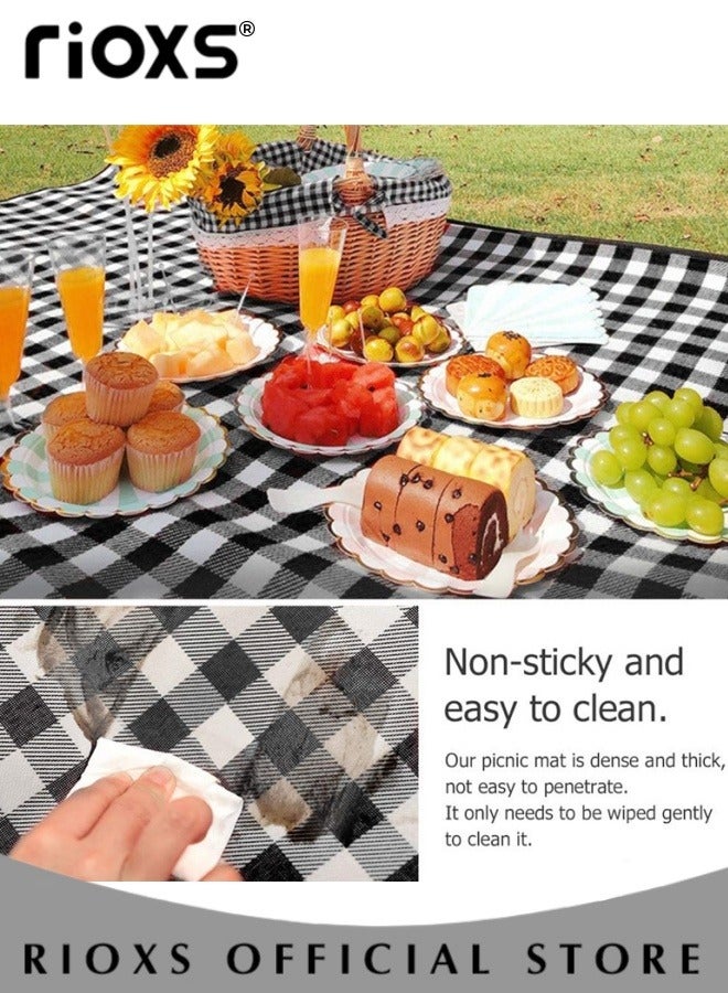 RIOXS Foldable Picnic Blanket Waterproof Beach Picnic Blanket Outdoor Portable Picnic Mats for Camping Family Park Garden with Disposable Picnic Mats - Image 4