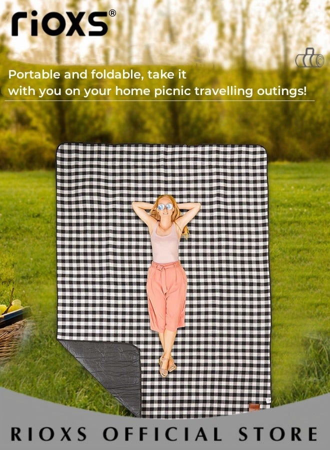 RIOXS Foldable Picnic Blanket Waterproof Beach Picnic Blanket Outdoor Portable Picnic Mats for Camping Family Park Garden with Disposable Picnic Mats - Image 5