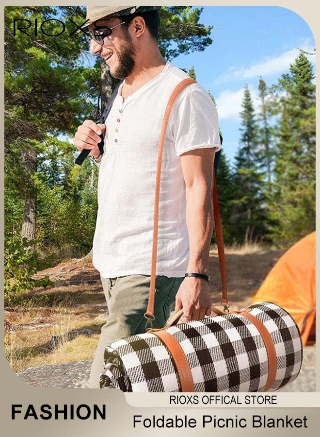 RIOXS Foldable Picnic Blanket Waterproof Beach Picnic Blanket Outdoor Portable Picnic Mats for Camping Family Park Garden with Disposable Picnic Mats - Image 3