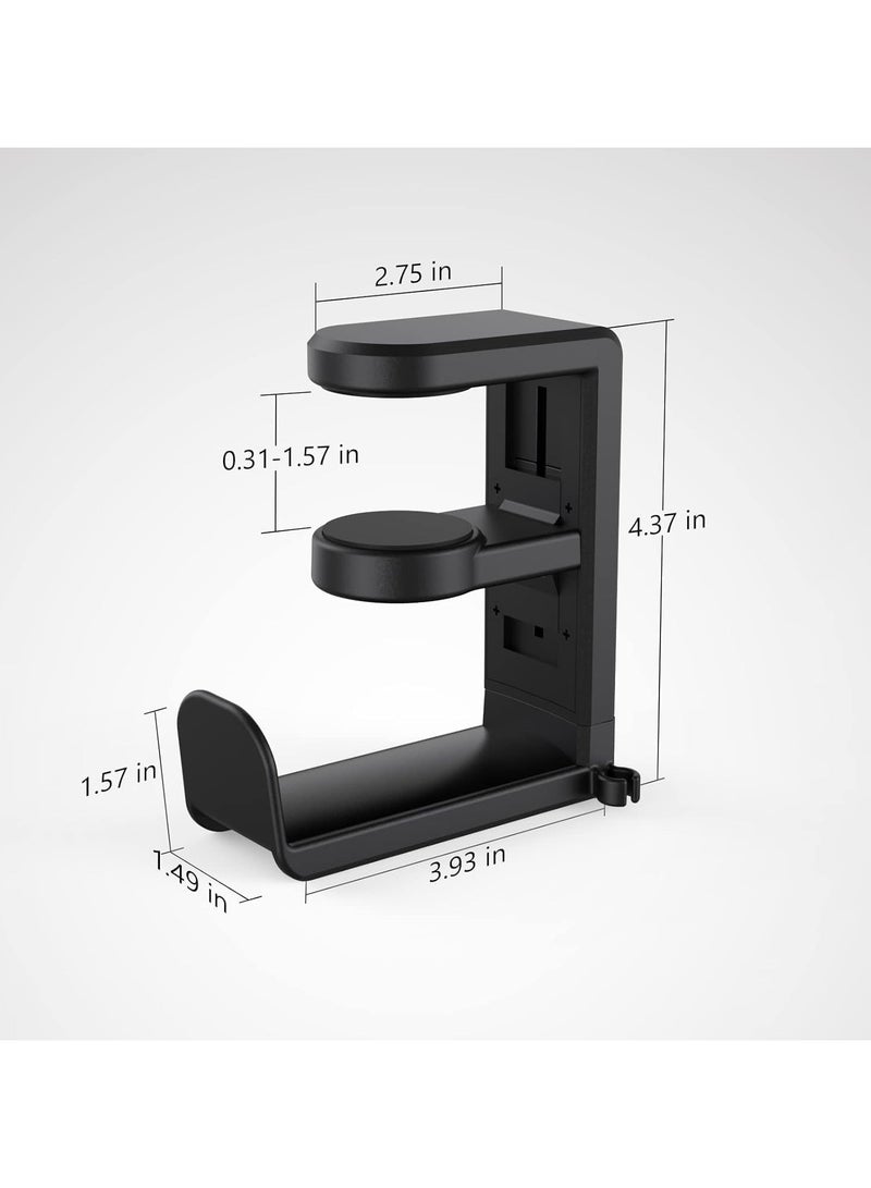 Bukela Rotating Headphone Stand, PC Gaming Headset Stand, Adjustable Clamp-on Headphone Holder, Headphone Hanger Hook Under Desk with 360 Degree Swivel&Cable Clip Organizer - Black  - Image 4
