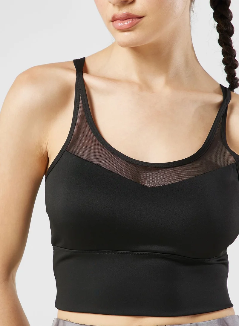 FRWD Cutout Mesh Detail Longline Sports Bra