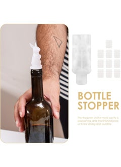 1 Set Bottle Stopper Silicone Mold with 10pcs Covers Cartoon Rabbit Wine Cork Plug Crystal Epoxy Resin Casting Mould for Beverage Champagne Beer Seal Cap Saver White