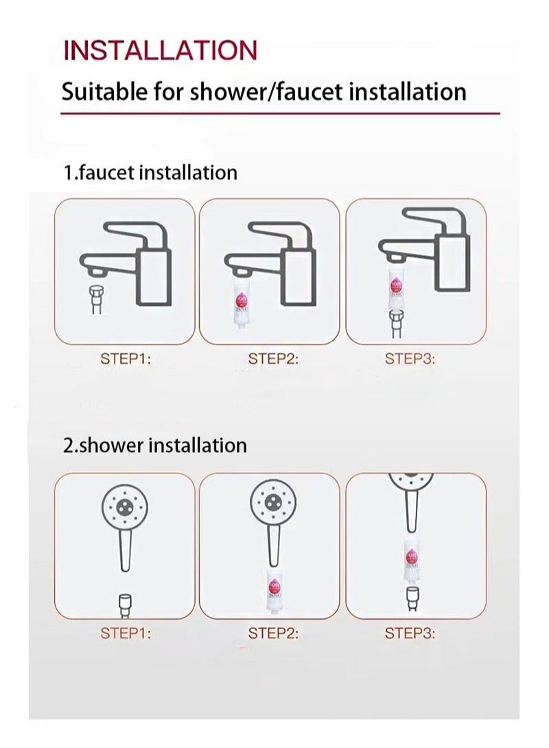 قطعتان من فلتر دش فيتامين C، رأس الدش لإزالة رواسب فلوريد الكلور، وتنقية المياه بالخرز، ويساعد على جفاف الجلد وتساقط الشعر، سهل التركيب (اللافندر + خشب الصنوبر) - Image 4