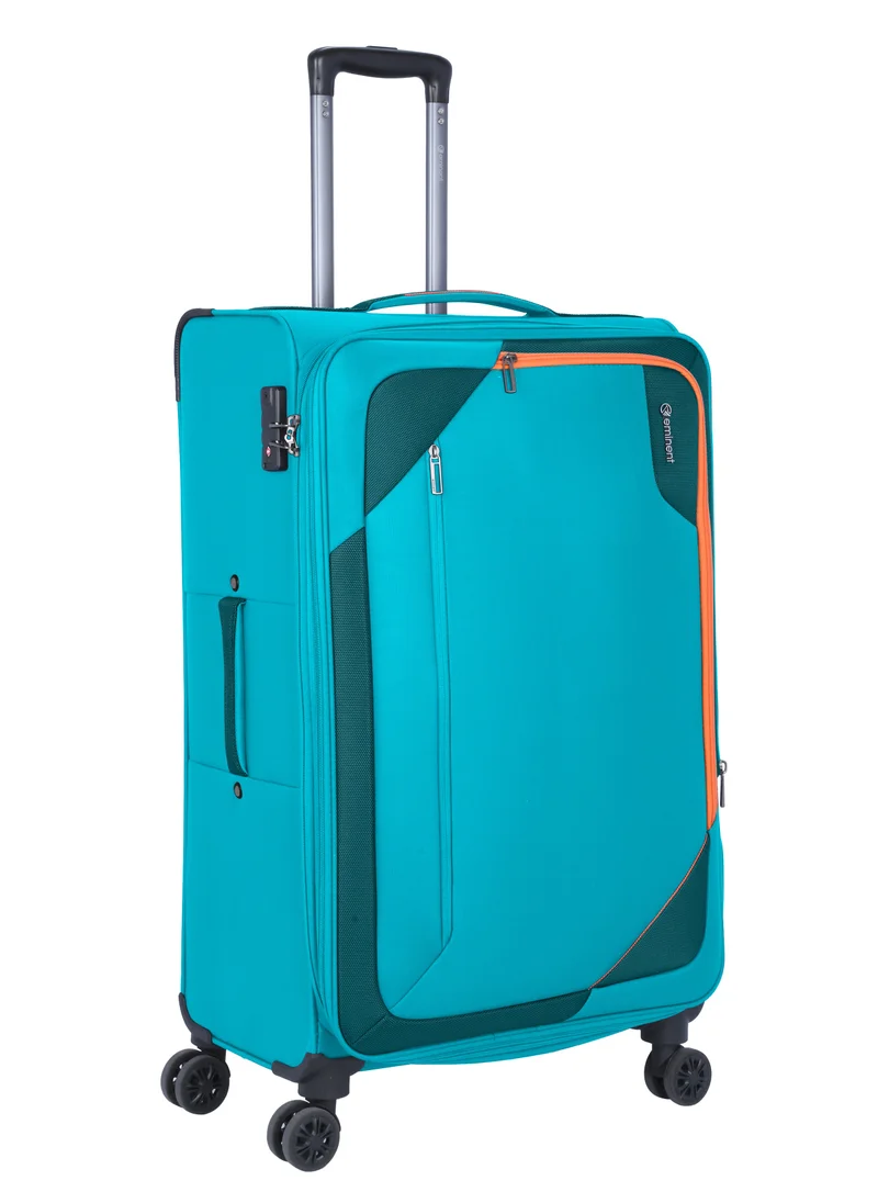 إيمينينت Unisex Soft Travel Bag Trolley Luggage Set of 3 Polyester Lightweight Expandable 4 Double Spinner Wheeled Suitcase with 3 Digit TSA lock E765 Green