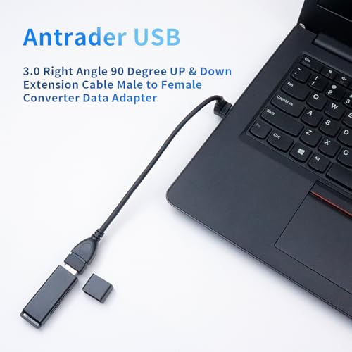 Antrader USB 3.0 Right Angle 90 Degree UP & Down Extension Cable Male to Female Converter Data Adapter Cord 2 Pairs - Image 3