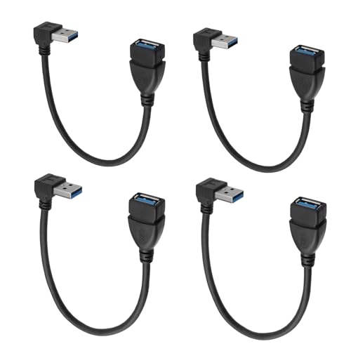 Antrader USB 3.0 Right Angle 90 Degree UP & Down Extension Cable Male to Female Converter Data Adapter Cord 2 Pairs - Image 2